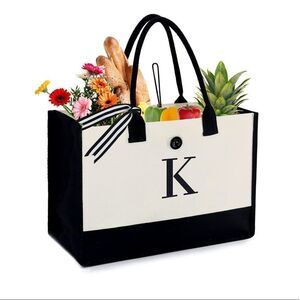 NWT Wool + Pepper Co. Large CUSTOM Initial Canvas Tote Bag